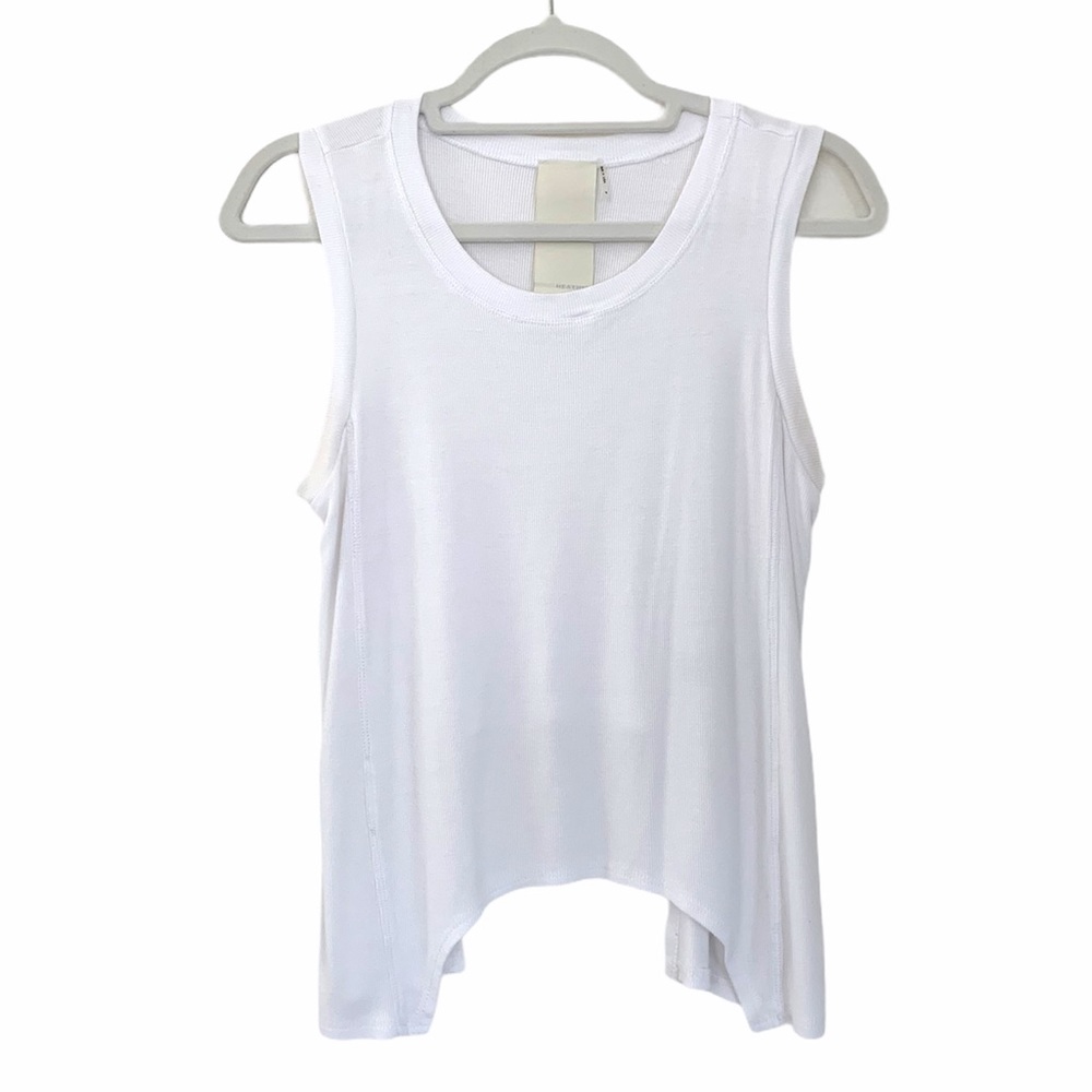 White High Low Crop Tank Top by Heather